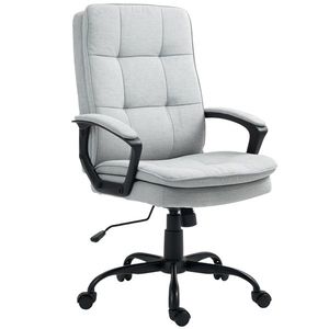 HOMCOM Scaun de Birou Ergonomic cu Spătar Înalt, Înălțime Reglabilă, Funcție de Leagăn și Brațe, 63x70x102-112 cm, Gri | Aosom Romania imagine