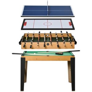 Masa multifunctionala 4 in 1 pentru fotbal de masa, biliard, tenis de masa si hochei cu accesorii incluse, MDF si otel, 107X61X84.5cm imagine