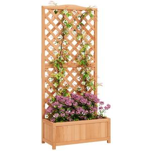 Outsunny Jardinieră cu Grilaj pentru Plante Cățărătoare și Bază Spațioasă, 76x36x170 cm, Maro | Aosom Romania imagine