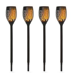 Outsunny Set 4 Lămpi LED de Exterior cu Energie Solară și Țăruși, Ø12x72 cm, Negru | Aosom Romania imagine