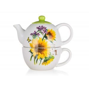 Ceainic ceramic cu farfurioară Banquet SUNFLOWER imagine