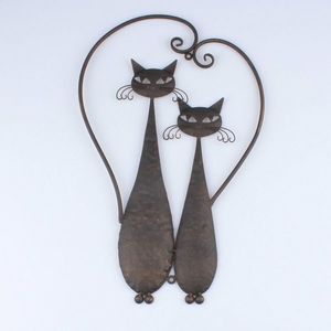 Decorațiune de perete Cats, din metal, 52 cm imagine