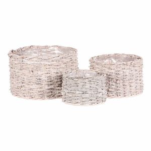 Set de capace pentru oale din rattan Levai 3 buc , alb imagine