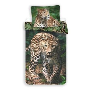 Lenjerie de pat copii, din bumbac, Leopard green, 140 x 200 cm, 70 x 90 cm imagine