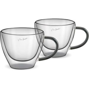 Lamart LT9117 Set 2 pahare cappuccino Vaso, 190ml, negru, negru imagine