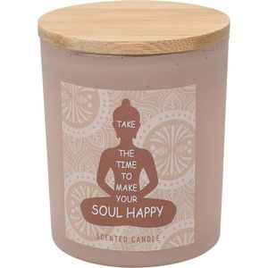 Lumânare parfumată Soul Happy, aromă lemn desantal , 7 x 8, 5 cm, 300 g, culoare bej imagine