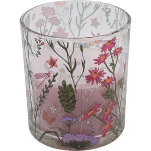 Lumânare parfumată în sticlă cu aromă florală, roz, 9 x 10 cm, 550 g imagine