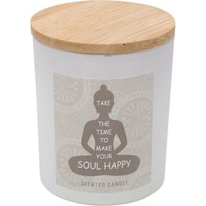 Lumânare parfumată Soul Happy, aromă de bumbac, 7x 8, 5 cm , 300 g, alb imagine