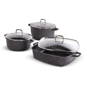 Lamart LT1287 Set de 6 vase de gătit din fontă, negru, negru imagine