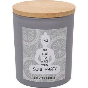 Lumânare parfumată Soul Happy, aromă de caprifoi, 7 x 8, 5 cm, 300 g, gri imagine