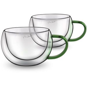 Lamart LT9112 Set 2 pahare cappuccino Vaso, 270ml, verde, verde imagine