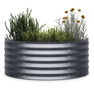 Blumfeldt High Grow Half Circle, ghiveci înălțat semicircular, 105x43x60 cm, din tablă ondulată de oțel, ușor de asamblat, rezistent la rugină și îngheț imagine