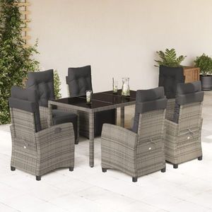 vidaXL Set mobilier de grădină cu perne, 7 piese, gri, poliratan imagine