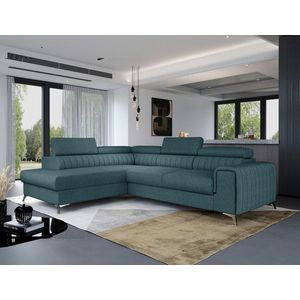 Coltar extensibil stanga 4 locuri, ELTAP, Lau-06, Laurence, 278x205x92 cm, lemn/poliester, albastru imagine