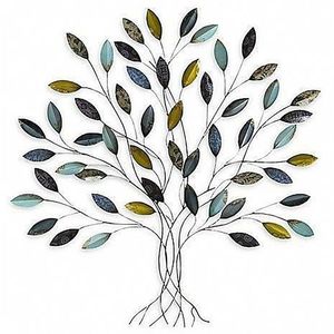 Decor de perete metal copac frunze colorate , 75 x3 x 77 cm imagine