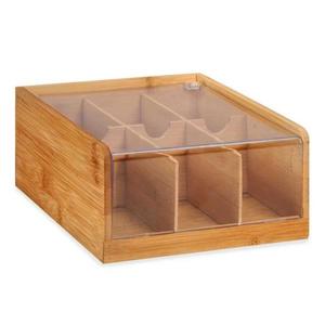 Cutie din bambus pentru plicuri ceai cu 6 compartimente, 20.5 x 22 x 10 cm imagine