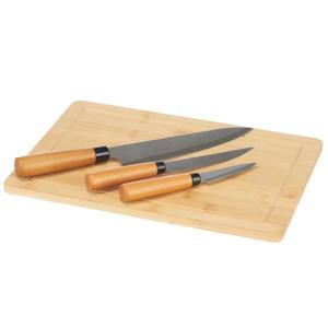Set platou din bambus cu 3 cutite pentru branza imagine