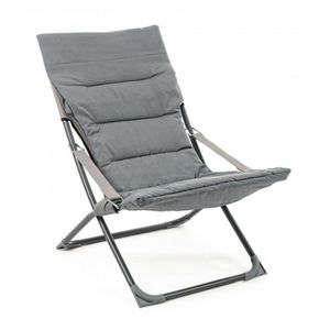 Scaun pentru gradina, Relax, Bizzotto, 60x90x86 cm, otel/poliester, gri deschis imagine