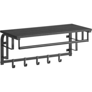 Cuier de perete cu 5 agatatori, Vasagle, 66x30x27 cm, PAL/otel, antracit/negru imagine