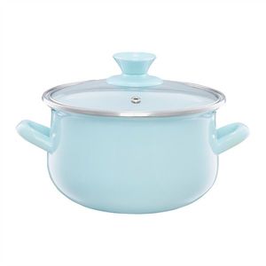 Oala emailata cu capac Pyza, Emalia Olkusz, 18 cm, 2.6 L, otel carbon, albastru imagine