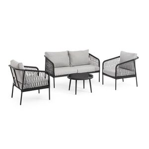 Set mobilier pentru gradina/terasa 4 piese Felipe, Bizzotto, aluminiu/poliester impermeabil, gri imagine