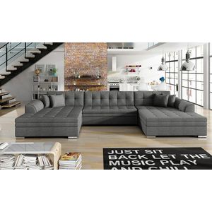 Coltar extensibil 5 locuri, ELTAP, Vento, 359x165x87 cm, lemn/poliester, gri inchis imagine