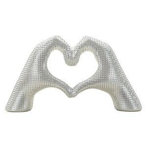 Figurina /sculptura decorativa Hands Lover, Mauro Ferretti, 25x7.5x13.5 cm, polirasina, argintiu imagine
