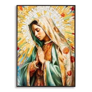 Tablou decorativ Madonna -A, Mauro Ferretti, 72x102 cm, lemn de pin/canvas pictat si lacuit, multicolor imagine