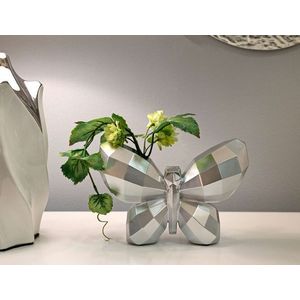Vaza decorativa Butterfly, Mauro Ferretti, 22.5x8x15 cm, polirasina, argintiu imagine