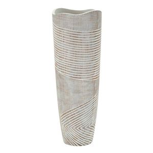 Vaza decorativa Wood Effect, Mauro Ferretti, 19x19x55 cm, polirasina, alb antic imagine