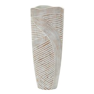 Vaza decorativa Wood Effect, Mauro Ferretti, 18x18x45 cm, polirasina, alb antic imagine