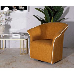 Fotoliu rotativ Senape Siena Swivel, Mauro Ferretti, 83.5x66x80 cm, fier/poliester, galben mustar imagine