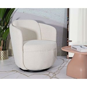 Fotoliu rotativ Torino Cream Swivel, Mauro Ferretti, 70x72x75 cm, fier/poliester, crem imagine