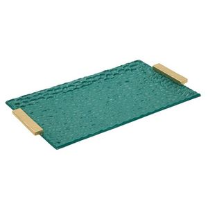 Tava decorativa Grent, Mauro Ferretti, 34x19.5x3 cm, polirasina, verde/auriu imagine