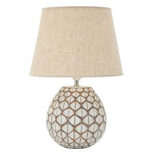 Lampa de masa Tibet, Mauro Ferretti, 1 x E27, 40W, 35x52 cm, polirasina/fier/textil, alb antic imagine