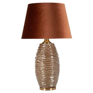 Lampa de masa Prague -W, Mauro Ferretti, 1 x E27, 40W, 45.5x79 cm, sticla/fier/textil, maro/auriu imagine