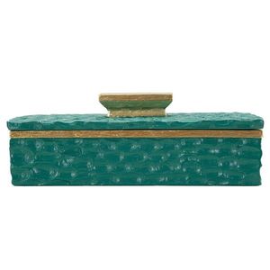 Cutie decorativa Grent, Mauro Ferretti, 18.8x10.8x6.4 cm, polirasina, verde/auriu imagine