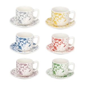 Set 6 cesti de cafea cu farfurie Ivy Apulia, Tognana, 100 ml, New Bone China, multicolor imagine