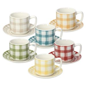 Set 6 cesti de cafea cu farfurie Ivy Caledonia, Tognana, 100 ml, New Bone China, multicolor imagine