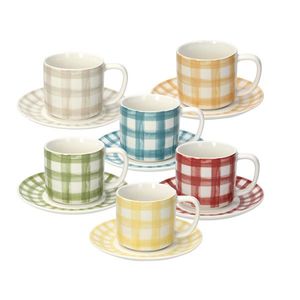 Set 6 cesti de ceai cu farfurie Ivy Caledonia, Tognana, 220 ml, New Bone China, multicolor imagine