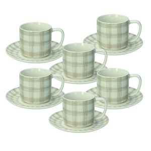 Set 6 cesti de ceai cu farfurie Ivy Caledonia, Tognana, 220 ml, New Bone China, bej imagine