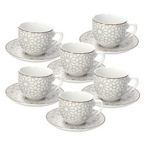 Set 6 cesti de ceai cu farfurie Madison Habana, Tognana, 250 ml, portelan, multicolor imagine