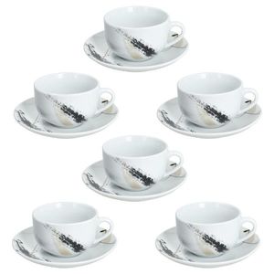 Set 6 cesti de ceai cu farfurie Madison Poivre, Tognana, 220 ml, portelan, multicolor imagine