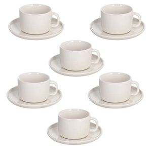Set 6 cesti de cafea cu farfurie Edge, Tognana, 90 ml, New Bone China, bej imagine