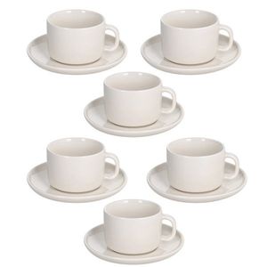 Set 6 cesti de ceai cu farfurie Edge, Tognana, 220 ml, New Bone China, bej imagine