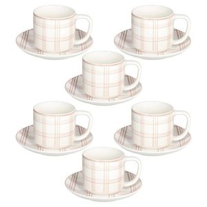 Set 6 cesti de ceai cu farfurie Ivy Quadro Mandorla, Tognana, 220 ml, New Bone China, alb/roz imagine