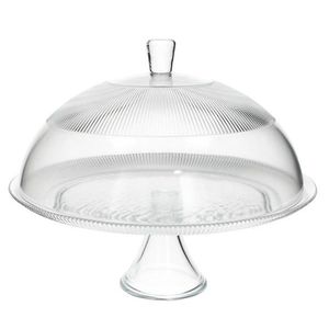 Platou cu picior si capac pentru tort Clear, Tognana, 33x28 cm, sticla, transparent imagine