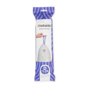 Set 20 saci de gunoi, Brabantia, PerfectFit, marimea D, 15-20 L, nailon, alb imagine