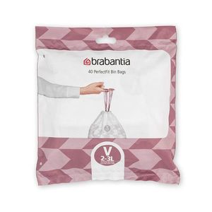 Set 40 saci de gunoi, Brabantia, NewIcon PerfectFit, marimea V, 3 L, nailon, alb imagine