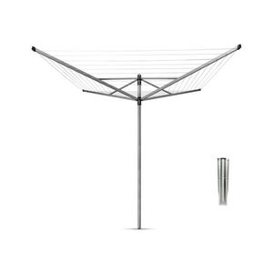 Uscator de rufe rotativ cu 4 brate + cu suport fixare pamant, Brabantia, Lift-O-Matic, 50 m capacitate de uscare, otel, gri metalizat imagine